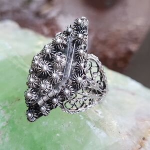 Vintage Etruscan Poison Ring filigree sz 8 800 Silver Gothic whimsigoth Fairy